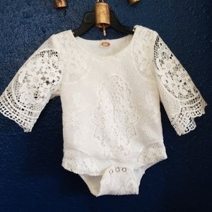 Boho Hippie Style White Lace Onsie